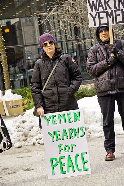Protest in Chicago against US involvement in the war in Yemen photo by Charles Edward Miller