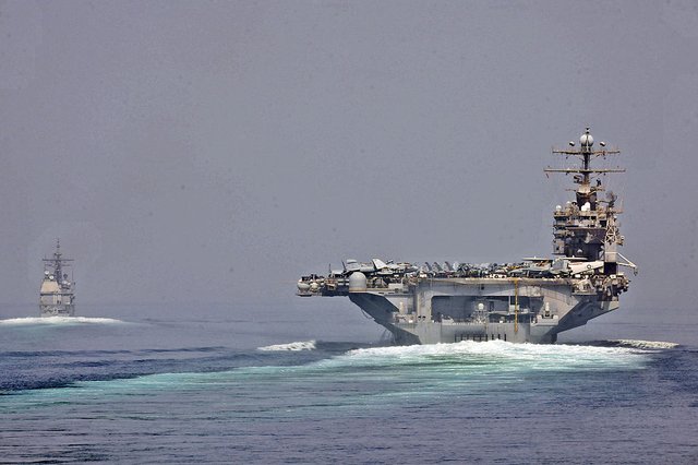 US Navy ships in the Strait of Hormuz