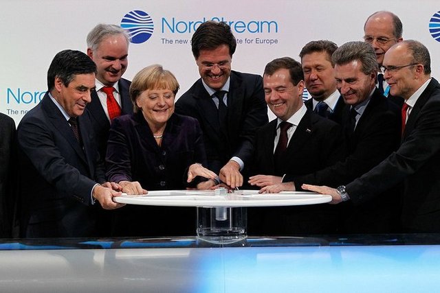 Angela Merkel at the Nord Stream opening ceremony 2011
